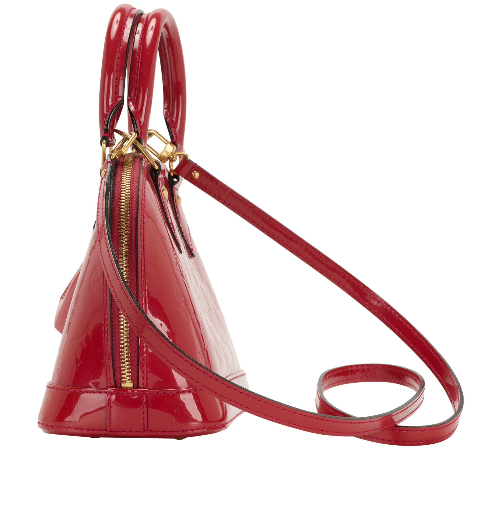 Alma BB, &pound;850, Handbags, Red, Patent Leather, Bottom view